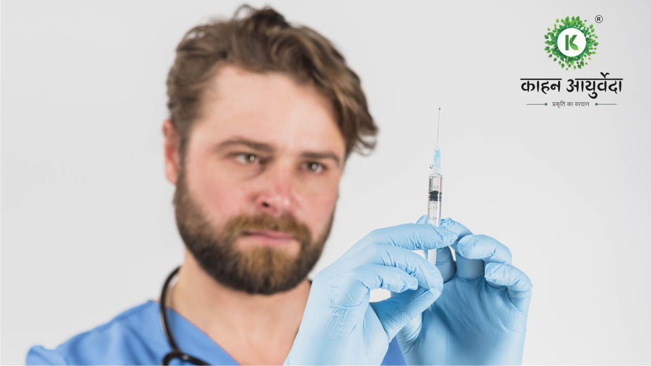 Man preparing insulin syringe injection